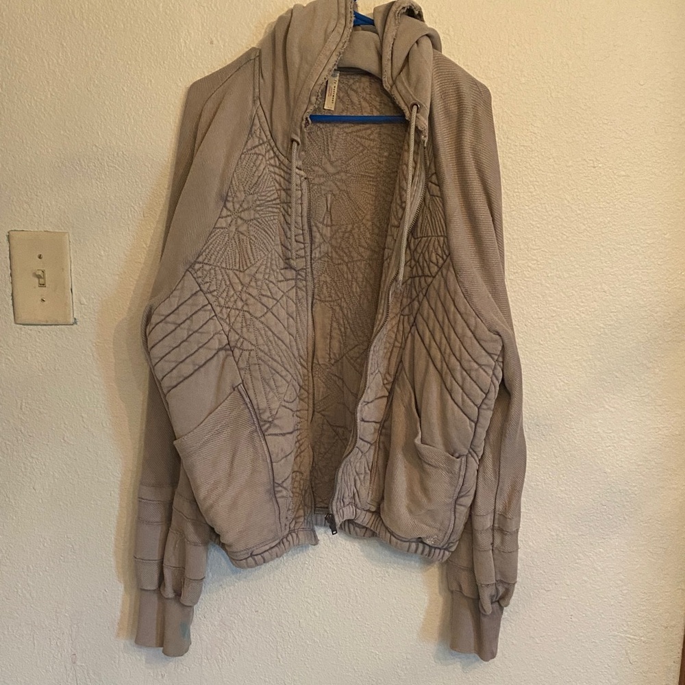 FP Movement by Free People Beige/Taupe Quilted Zip Hoodie
